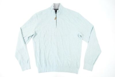 THE MENS STORE TEAL HEATHER BLUE GREEN XL HALF ZIP MOCK NECK SWEATER MENS NWT 