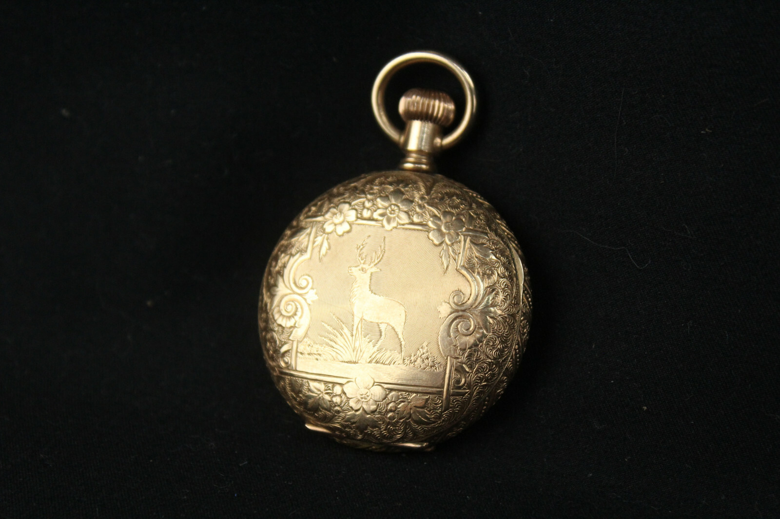 Vintage Waltham 7-Jewel Pocket Watch Beautiful Gold-Filled Hunter Elk Case AS-IS