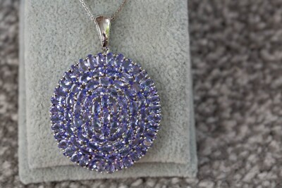 Tanzanite Platinum Plated Sterling Silver Pendant and Chain