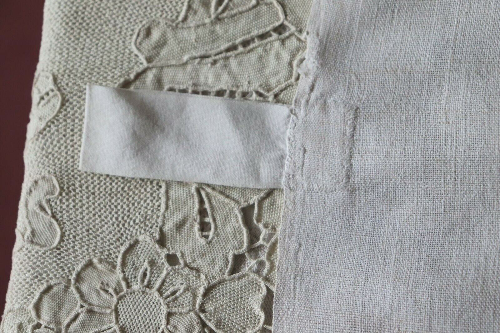 French Antique 19thC Old Linen Dish Towel, Hand Loomed~Initial MB~L-17