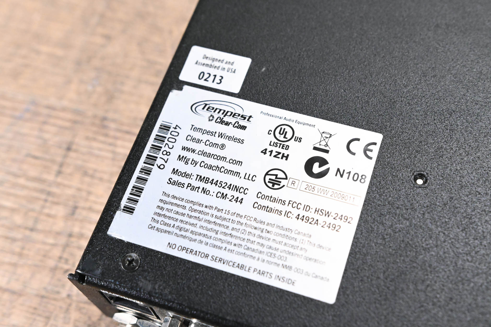 Clear-Com CM-244 Tempest 2.4 GHz 4-Channel Base Station CG00X62