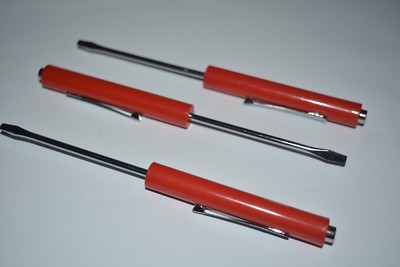 MINI FLAT SCREWDRIVER WITH MAGNET  TOP POCKET CLIP FOR PROFESSIONAL TECHS 3 PCS
