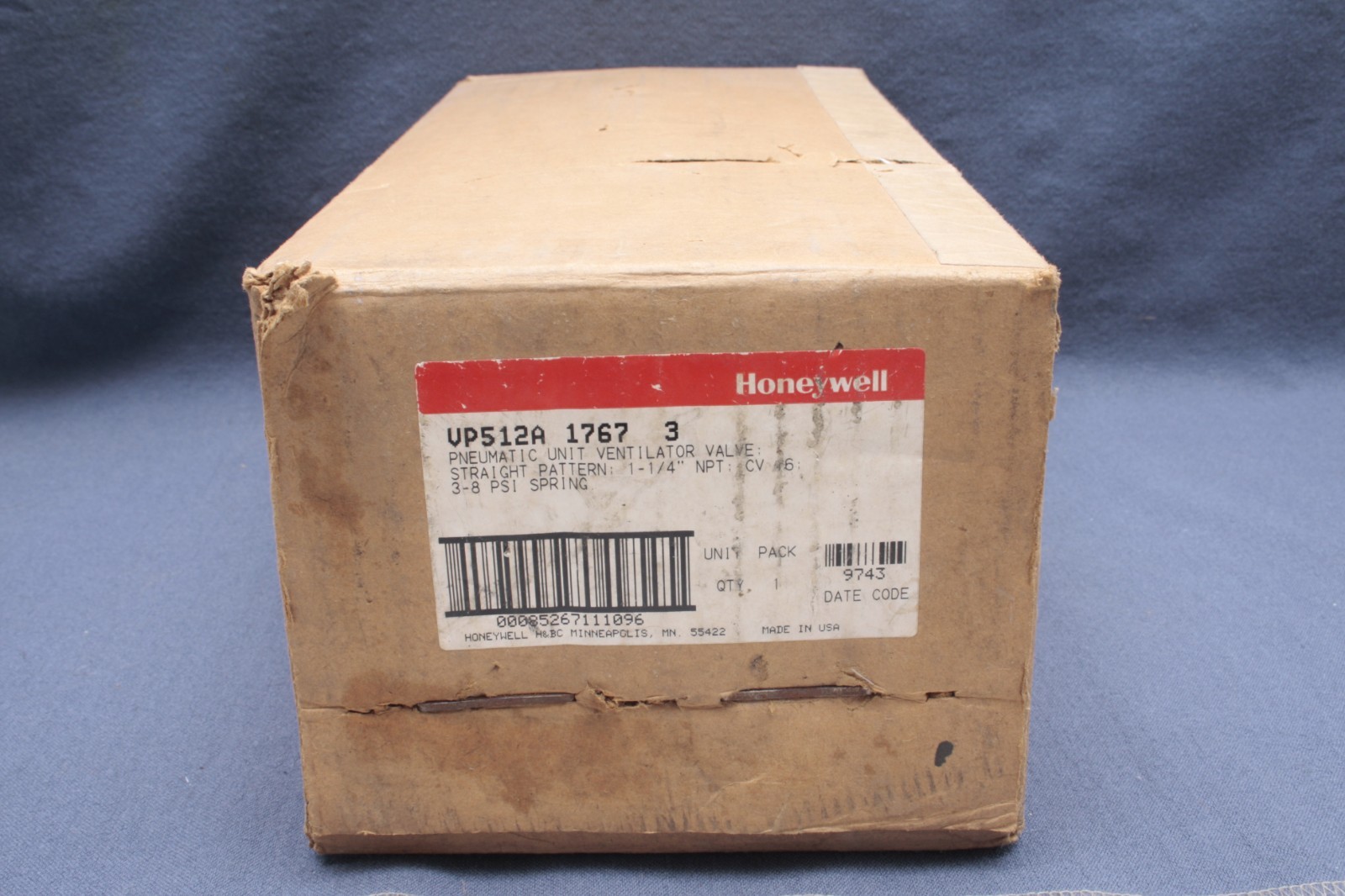 Honeywell VP512A-1767-3 (9743) Pneumatic Unit Ventilator Valve 1-1/4