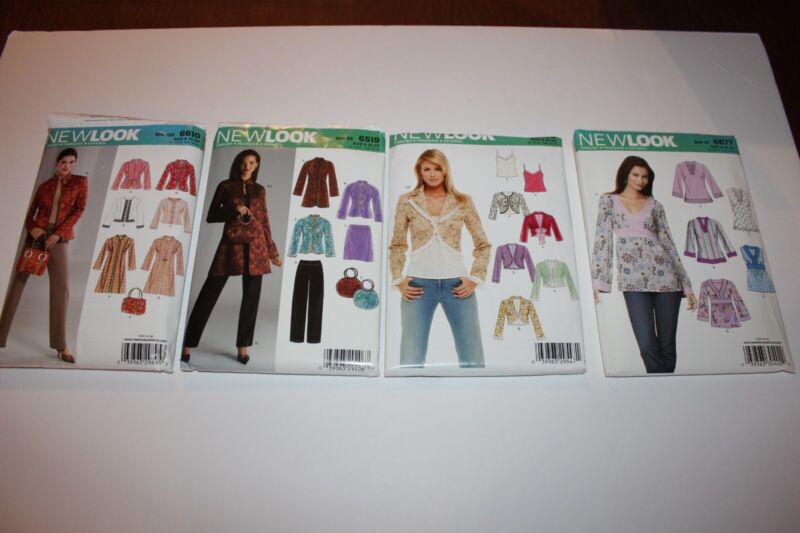 Lot 4 NewLook Sewing Patterns for Tops & Jacket Size A10-22, 6677,6564,6519,6610