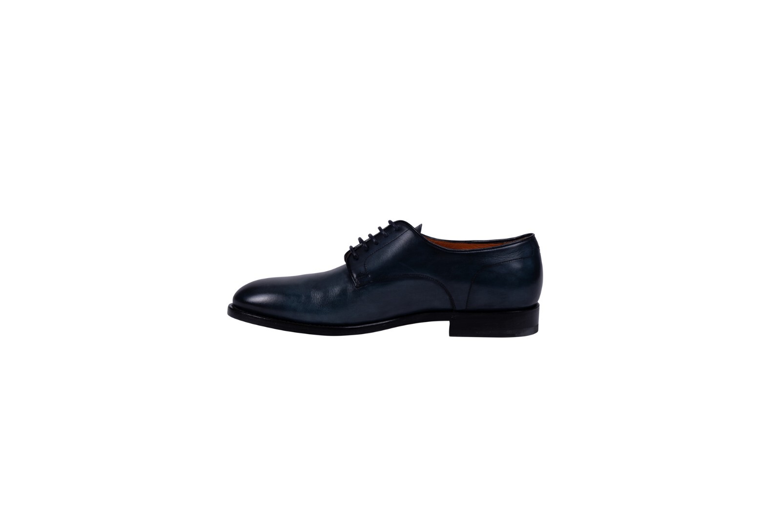 Pre-owned Santoni 690$  "fatte A Mano In Italia" Derby Business Shoes Blue Antiqued Leather