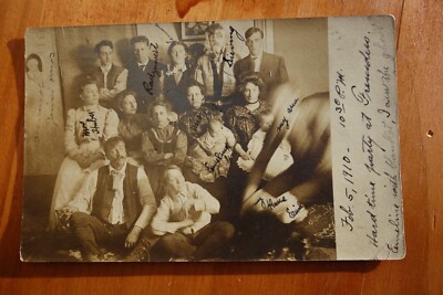 Hard Time Party Feb 5, 1910 SIOUX CITY IOWA real photo postcard