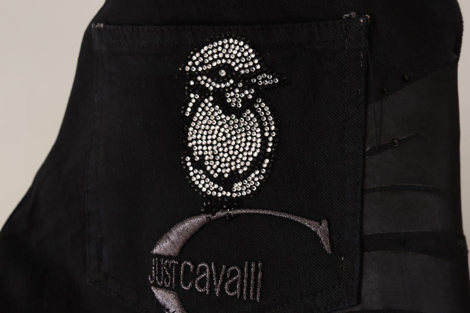 Pre-owned Just Cavalli Jeans Skinny Black Mid Waist Embellished Women Trouser S.w26 $500