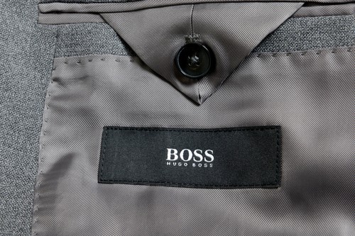 Pre-owned Hugo Boss "novan5/ben2" Men's 100% Wool Gray Slim Two Button Suit