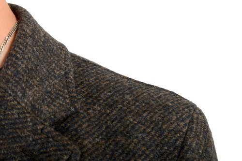 Pre-owned Hugo Boss Men's "shawn7-j" Slim Fit Wool Brown Button Down Coat