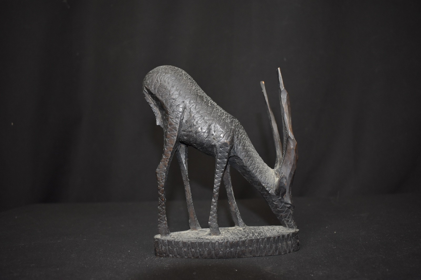 Vintage Hand Carved Wood Gazelle