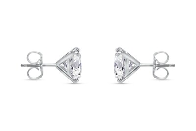 Pre-owned Shine Brite With A Diamond 2.75 Ct Princess Cut Earrings Studs Real Solid 14k White Gold Push Back Martini In White/colorless