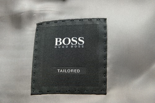 Pre-owned Hugo Boss Men's "t-harvers4/glover3" Slim Fit Silk Wool Plaid Two Button Suit In Gray