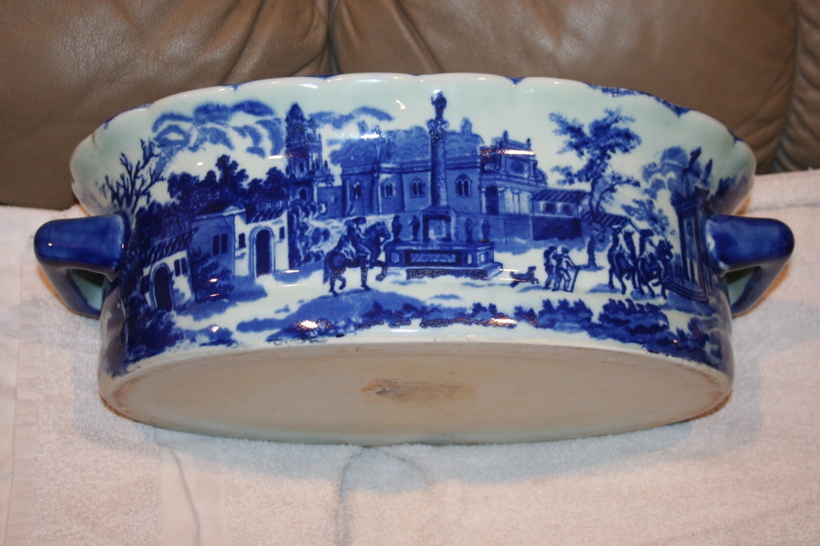 Antique Flow Blue Large Centerpiece Bowl Made in England