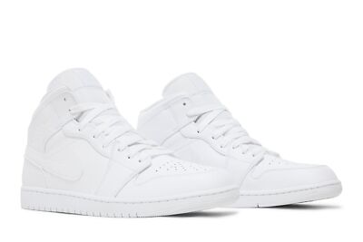 Nike Air Jordan 1 Mid Triple White 2022 Retro Sneakers Men's 554724-136