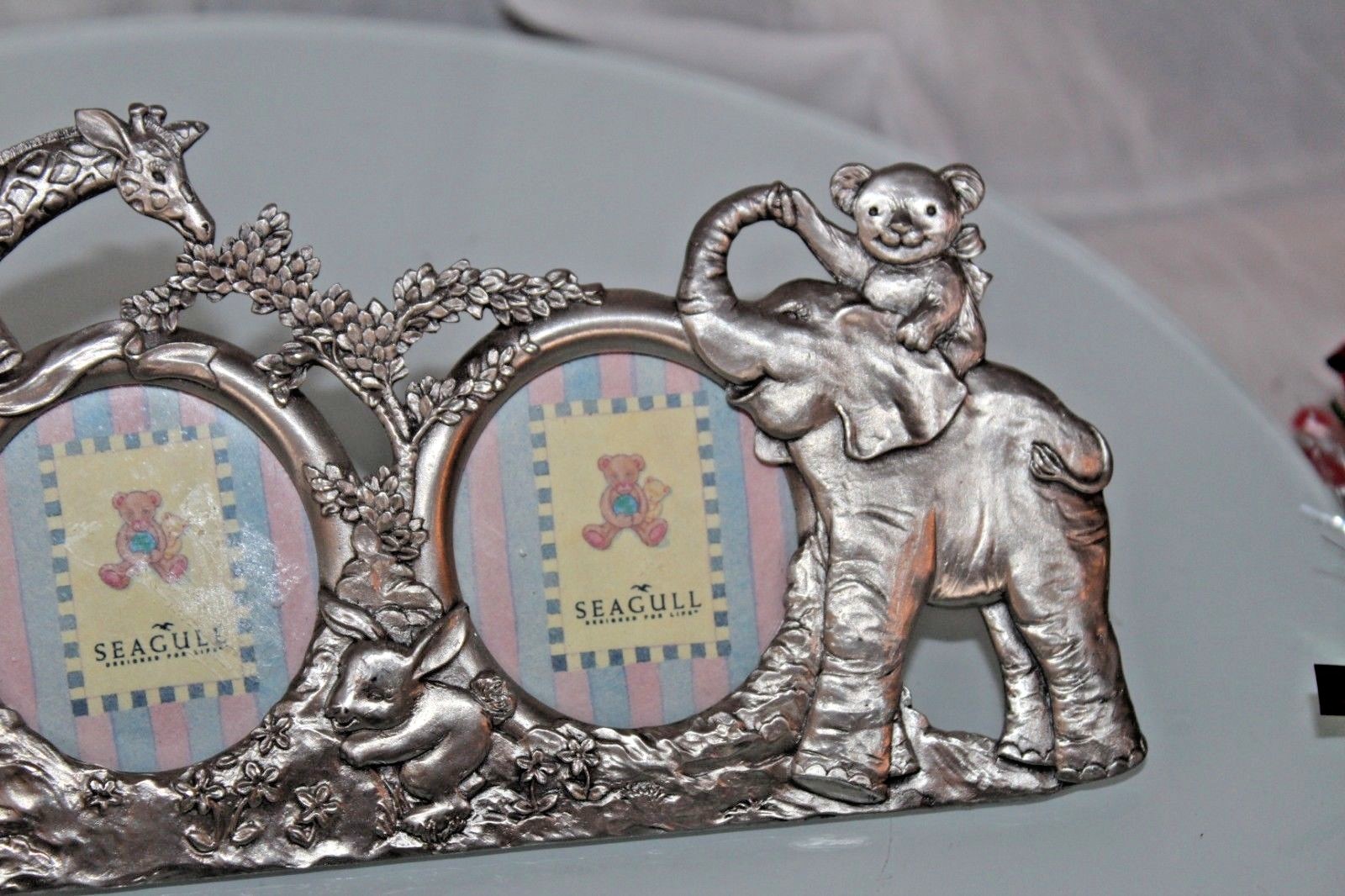 Vintage Seagull Fine Pewter Picture Frame PF-910~Safari/Elephant/Giraffe/Bear
