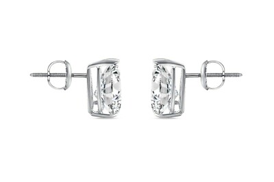 Pre-owned Shine Brite With A Diamond 4.50 Ct Pear Teardrop Cut Earrings Studs Solid 14k White Gold Screw Back Basket In White/colorless