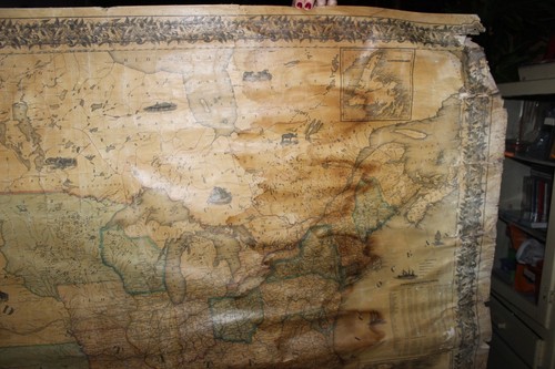 Antique 1855 United States Canvas School Map Published by Colton Pre Civil War