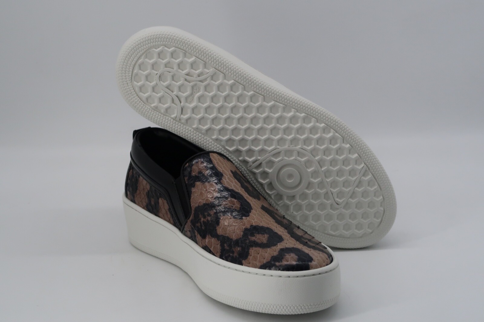 Pre-owned Sergio Rossi Leather Snakeskin Embossed Slip On Sneakers Women Size 36 Shoes In Multicolor