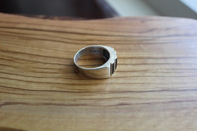 Southwestern Sterling Inlaid Black Stone by SILVER CLOUD Men's Ring Sz 11.5