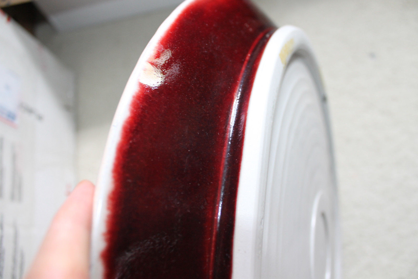 Huge Vintage / Antique FLAMBE-GLAZED Red Porcelain China Plate -18"D x 1-3/4”H