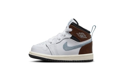Кроссовки для малышей Jordan 1 Mid SE Белый/сине-серо-черный парус (FQ8221 142)