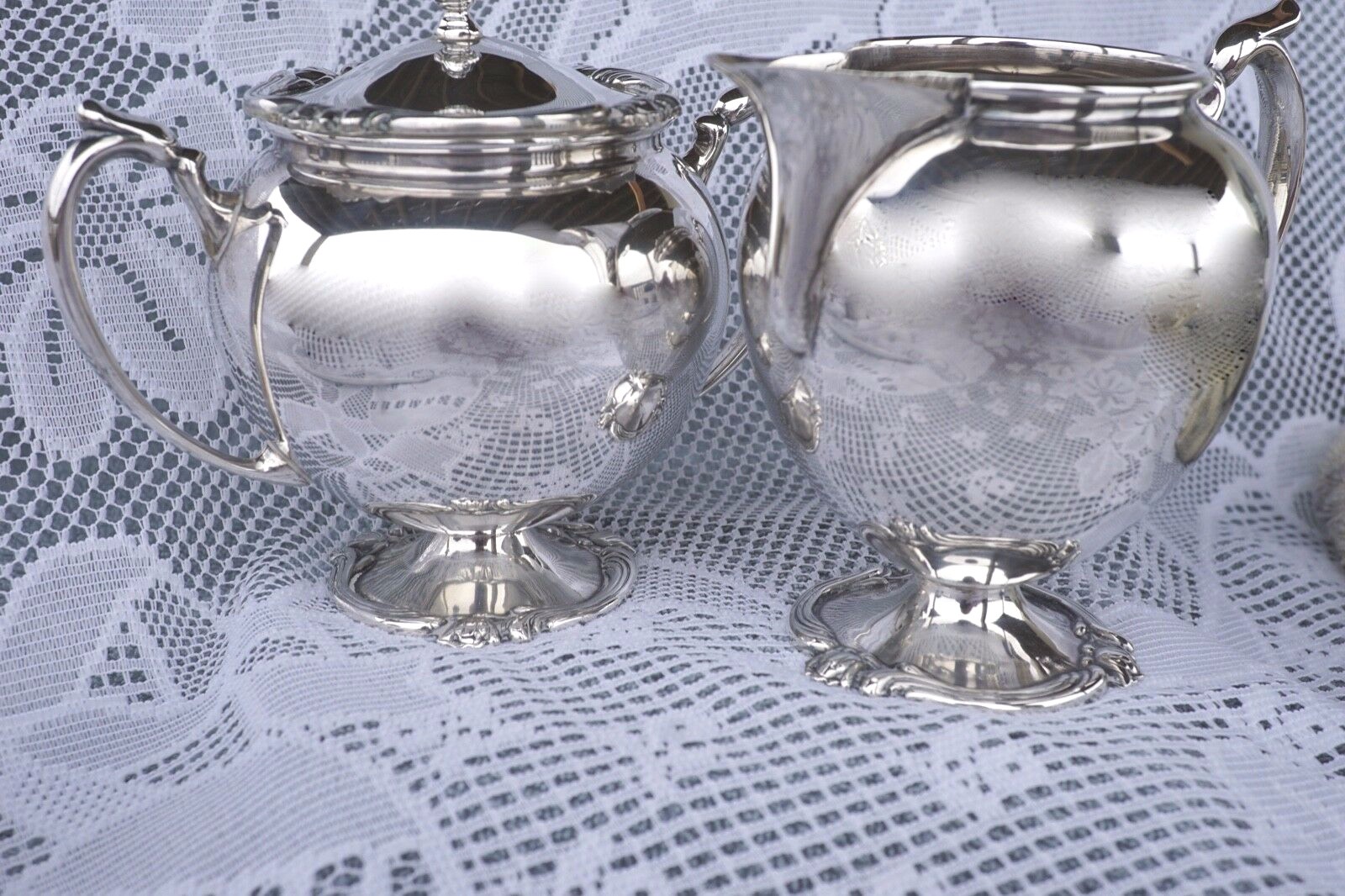 Sterling Silver Camusso Peruana Plata LARGE HEAVY Sugar Bowl & Creamer! 1+ Pound