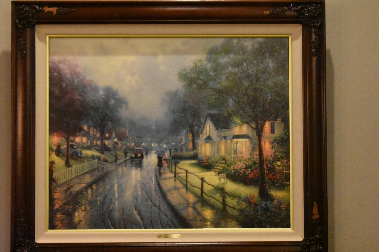 Thomas Kinkade Hometown Memories I: Walking to Church on a Rainy Sunday Evening