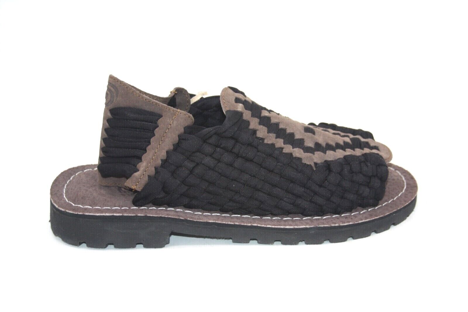 MENS SANDAL CHUBASCO AZTEC NYLON BLACK PORK TOBACCO S80431 SIZE 8 HANDMADE MENS SANDAL CHUBASCO AZTEC NYLON BLACK PORK TOBACCO S80431 SIZE 8 HANDMADE