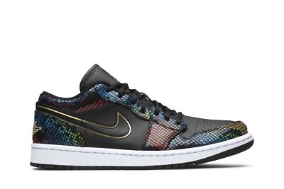 Pre-owned Jordan Air  Air  1 Low 'multi Snakeskin' Cw5580-001 Women's Shoes In Black/metallic Gold/multi/white