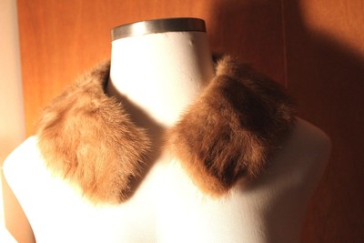 VINTAGE  GENUINE REAL FUR MINK COLLAR LIGHT BROWN MINT BEAUTIFUL!