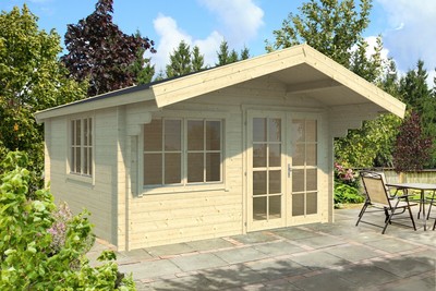34mm Gartenhaus Albufeira5 INKLUSIV Montage Aufbau Blockhaus Holzhaus 4x4m Hütte