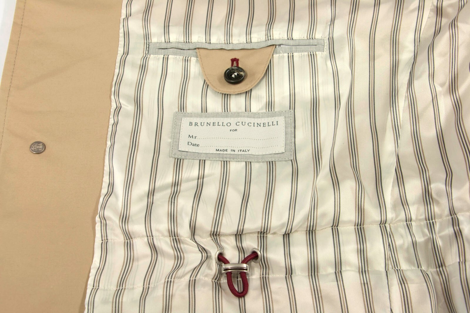Pre-owned Brunello Cucinelli Nwt$3995  Men's Utility Jacket W/logo Engraved Hardware A248 In Beige