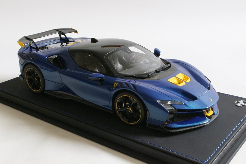 Bbr P18237h Ferrari Sf90 Xx Stradale In Blue Tdf With Dust Cover Le 80 1:18