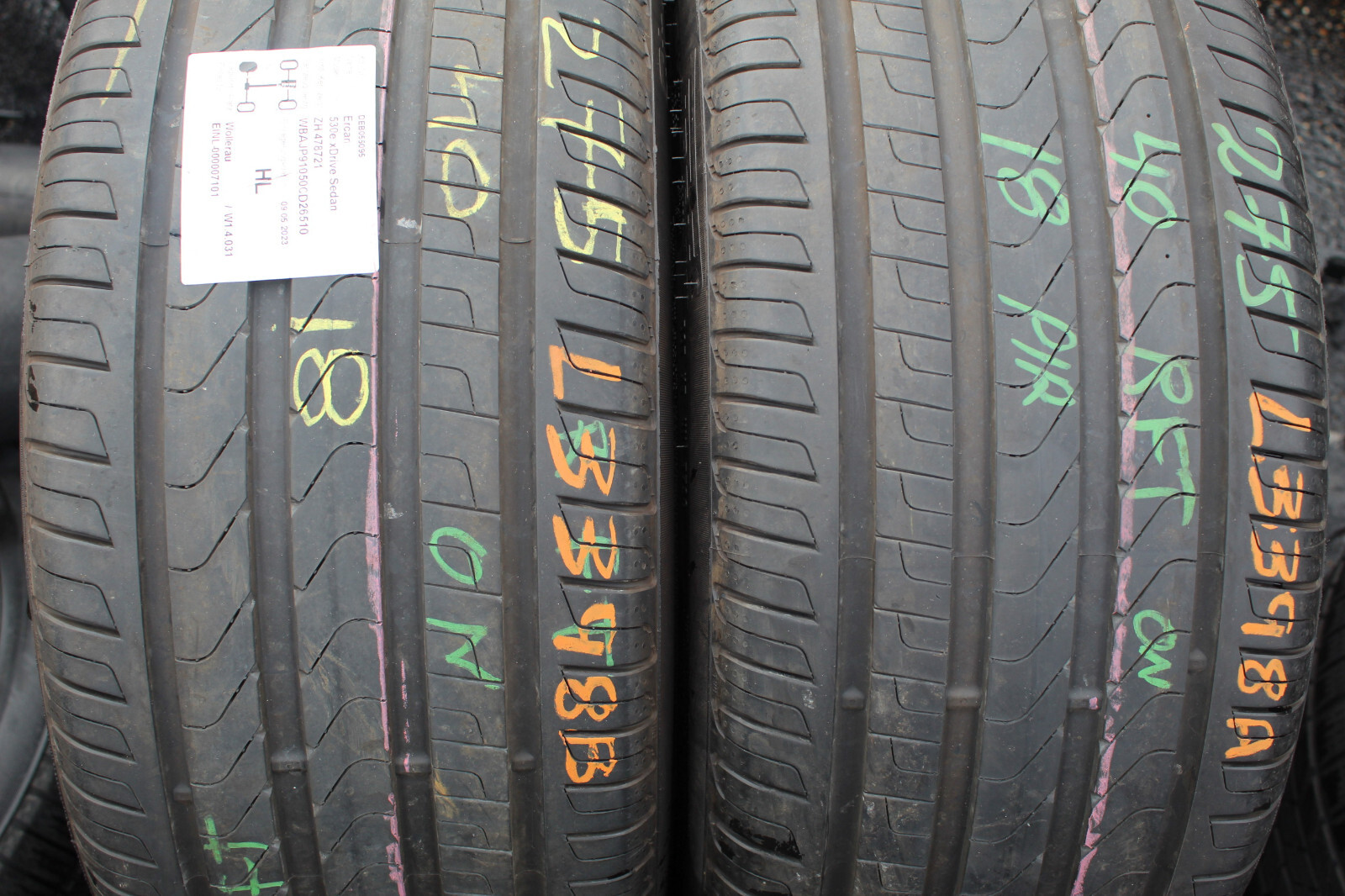275 40 18 Pirelli, RunFlat, MOE, 99Y, x2 A Pair 6.1mm (F1_tyres) L3398