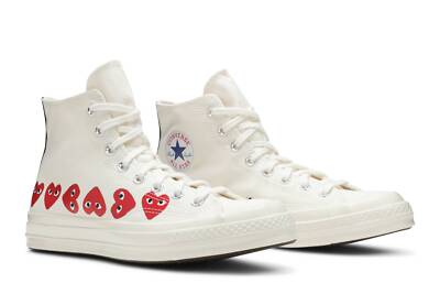 Pre-owned Converse Comme Des Garçons Play X Chuck 70 Hi Top 'multi Heart' 162972c In White