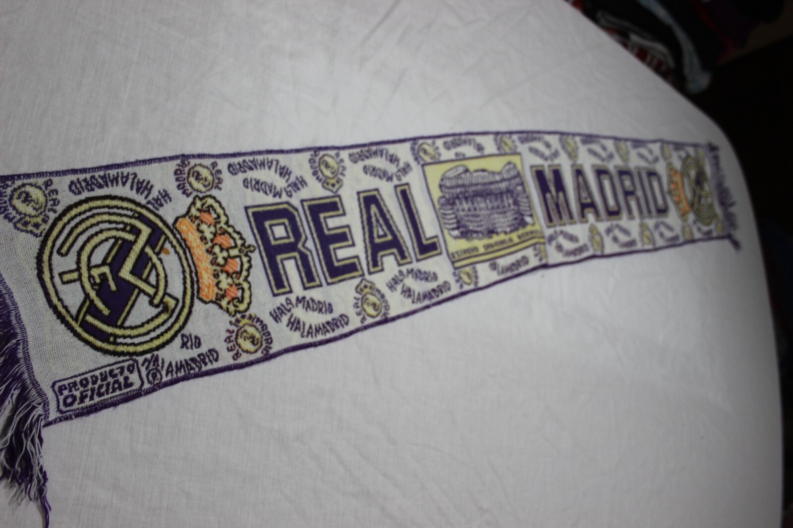 Real Madrid Football Scarf White Power Santiago Bernabeu