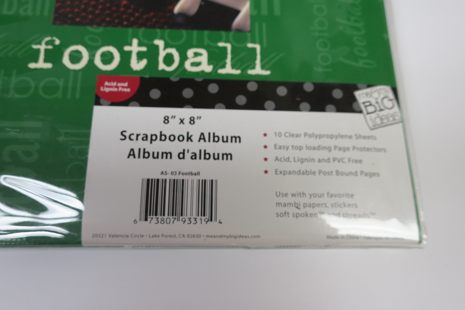 Football Sports me & my BIG ideas 8 x 8 Scrapbook Album and Sticker Set - NEW
