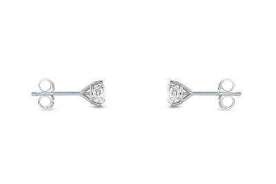Pre-owned Shine Brite With A Diamond 1/2 Ct Round Labcreated Grown Diamond Earrings 14k White Gold D/vvs Martini Push In White/colorless