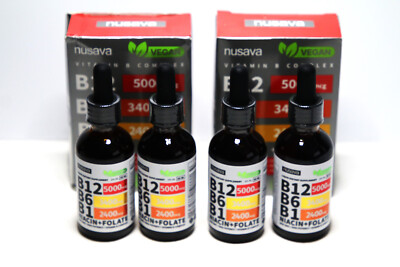 (2 x 2 Pack) Nusava 4 X 60 ml Vitamin B Complex Vegan Exp: 03/2026 #2755