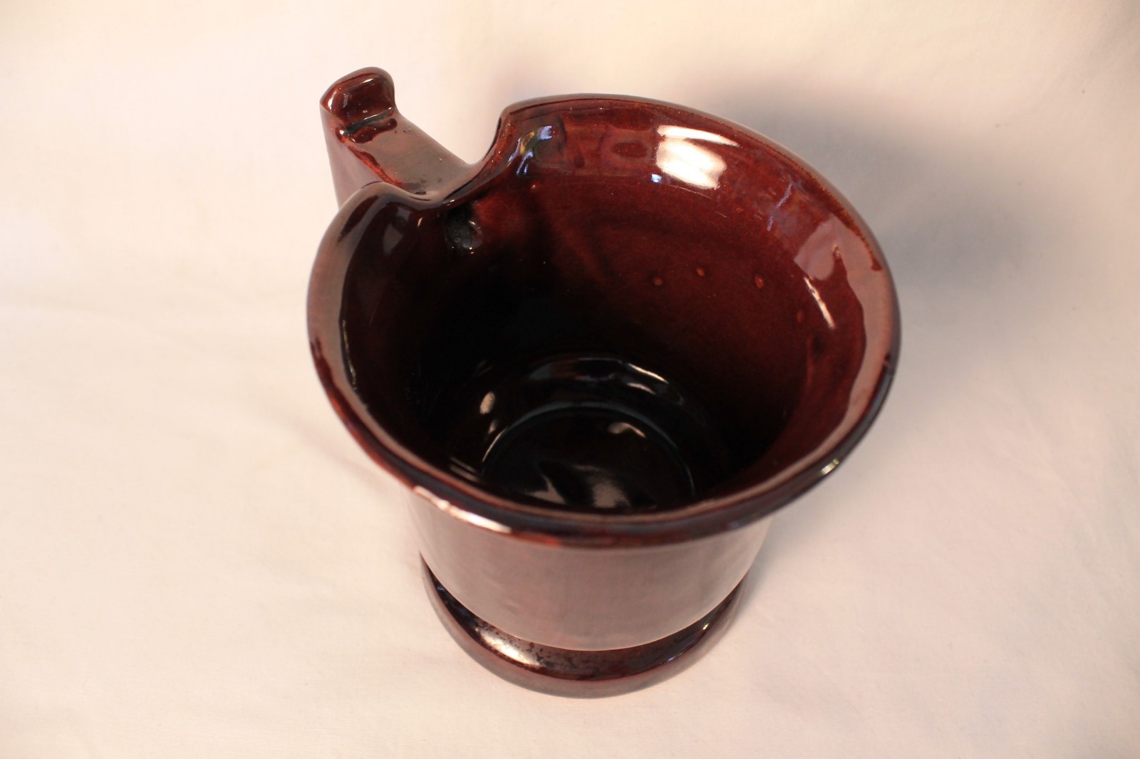 Coffee Cup Mug Brown Glazed Stoneware Pottery Large Square Handle w/ Thumb Notch