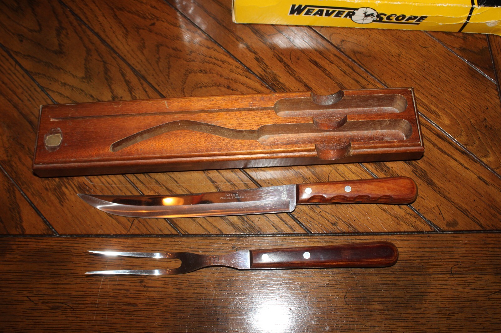 Vintage Case XX Knife & Fork Carving Set CA 283-9 Wood Vintage Case XX Knife & Fork Carving Set CA 283-9 Wood
