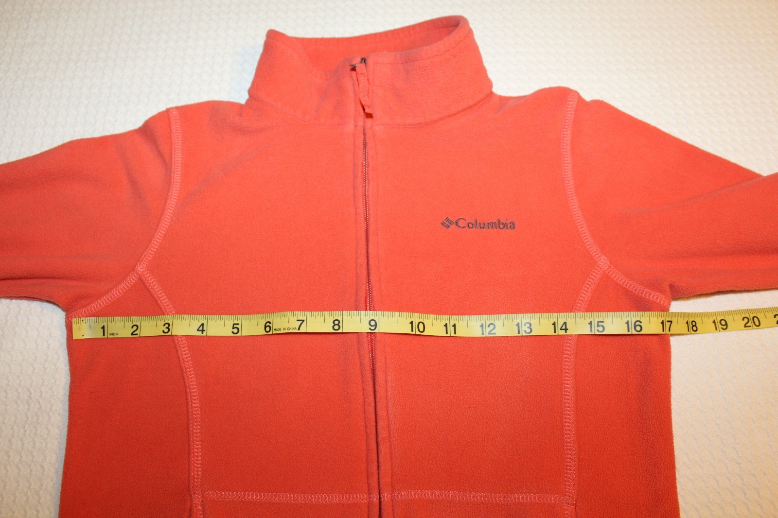 COLUMBIA SPORTSWEAR Youth Large Orange Fleece Zip Front Jacket/Top LS EUC