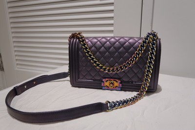 chanel iridescent boy bag