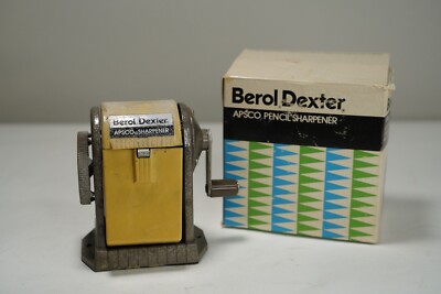 Vintage Berol Dexter APSCO 6 Hole Manual Crank Pencil Sharpener Metal & Plastic