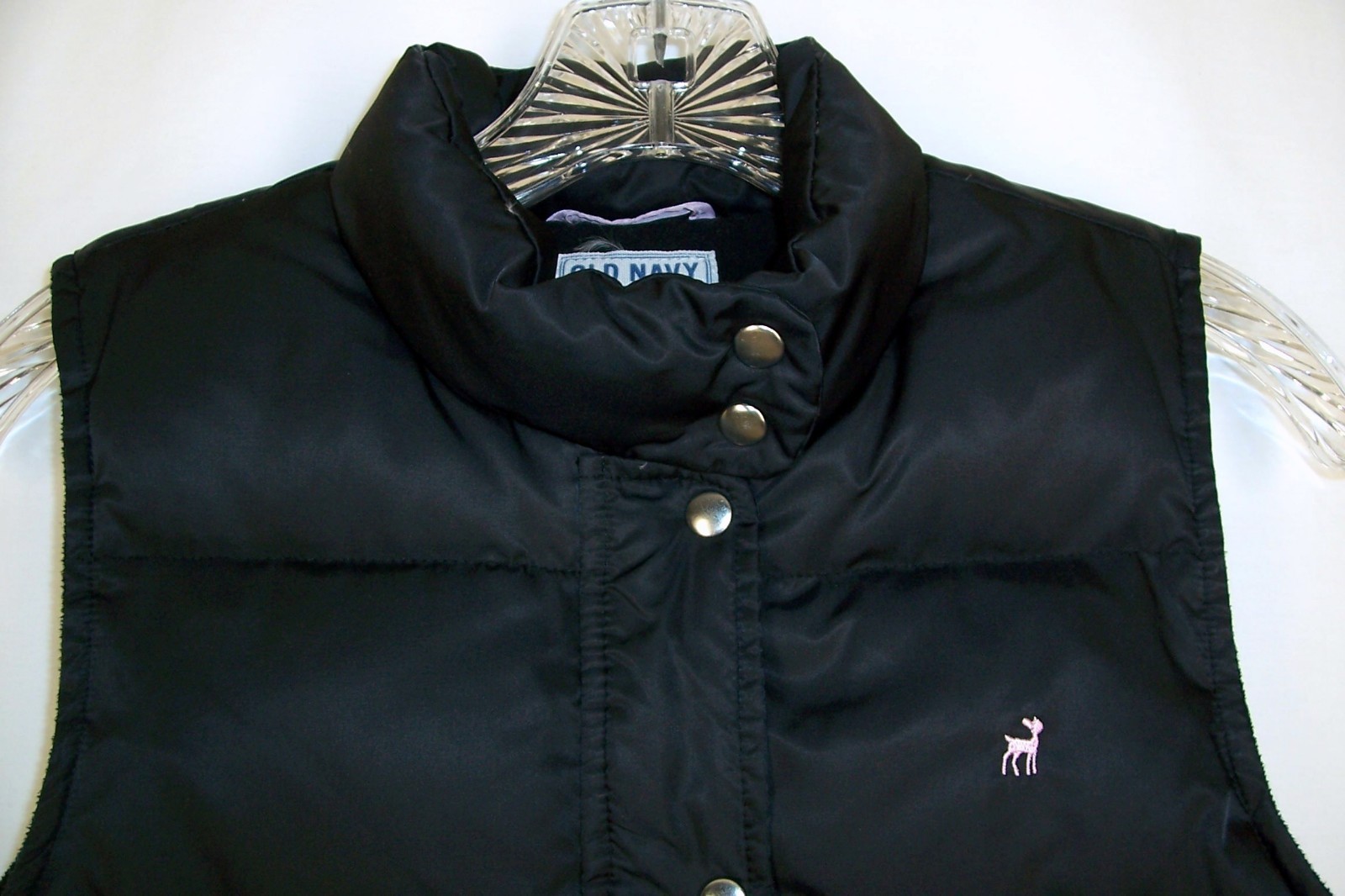 Old Navy Black Down Puffer Vest S 6 7 Fleece Lined