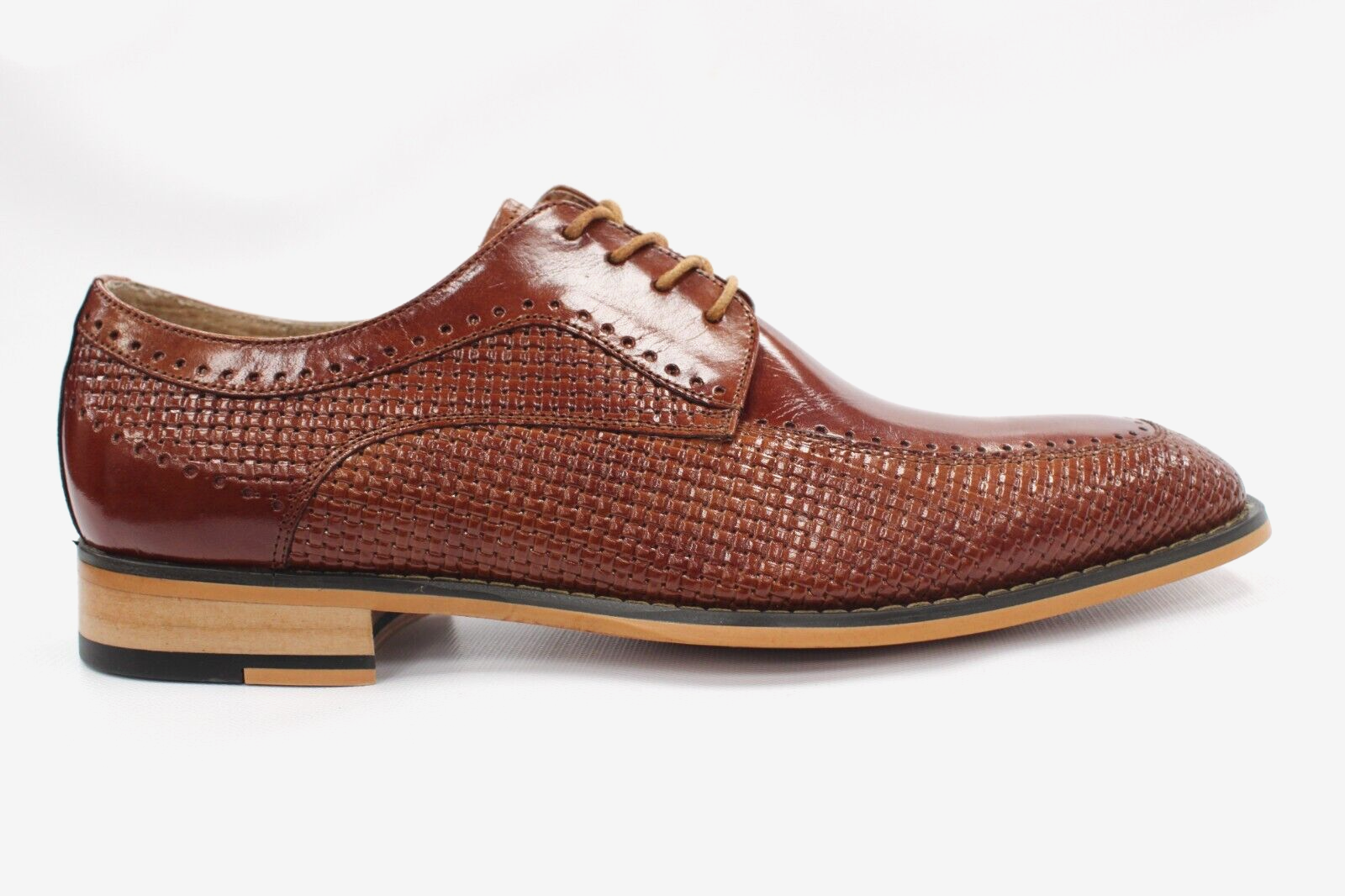 Men's Stacy Adams Platon Cognac Leather Oxford Dress Shoes