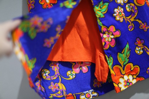 Vintage Skirt Girls Size 14 Neon Floral Mod Shorts Attached Blue  A