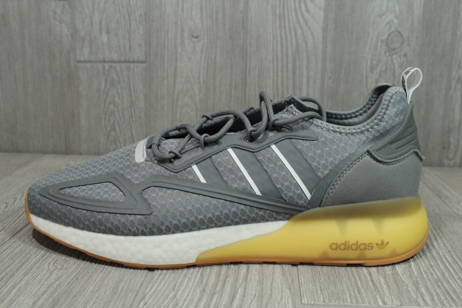 Adidas Mens Size 13 ZX 2K Boost Cloud White Gum Grey