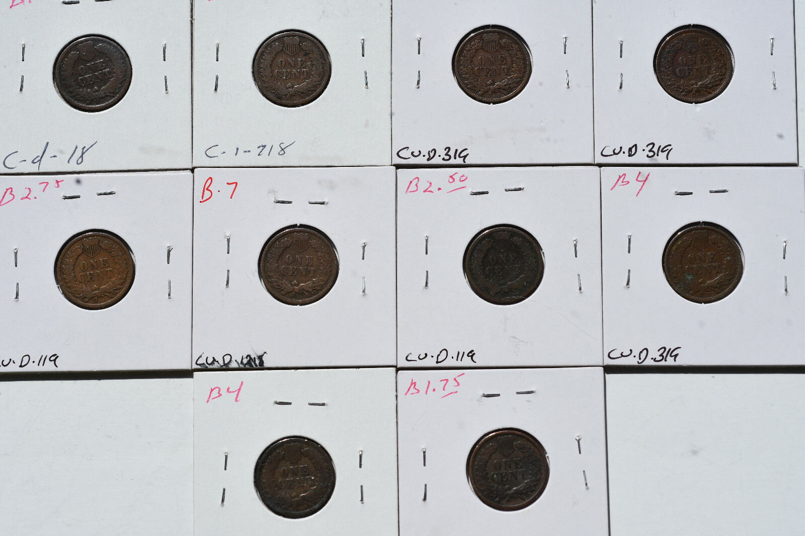 1865-1894 1C Indian Head Cent 10 Coin Lot Collection Circulated