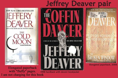 4 Jeffery Deaver books: Broken Window, Roadside Crosses, Coffin Dancer Cold Moon